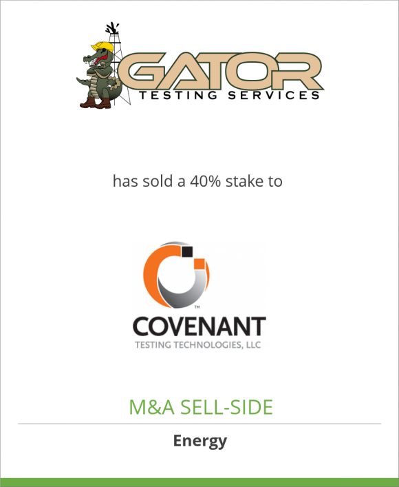 Gator Testing Services, LLC has sold a 40% stake in Covenant Testing Technologies, LLC