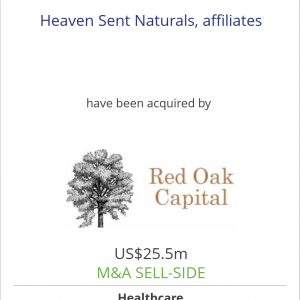 Heaven Sent Naturals, affiliates have been acquired by Red Oak Capital