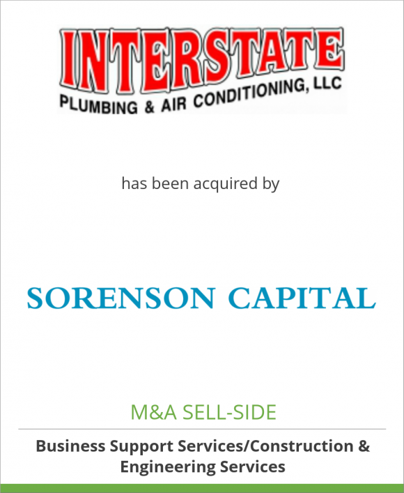 Interstate Plumbing & Air Conditioning has been acquired by Sorenson Capital