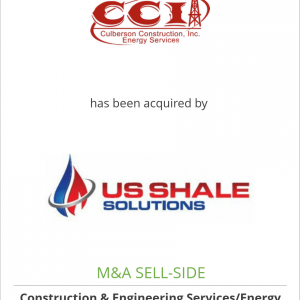 Culberson Construction, Inc. has been acquired by U.S. Shale Solutions, Inc.